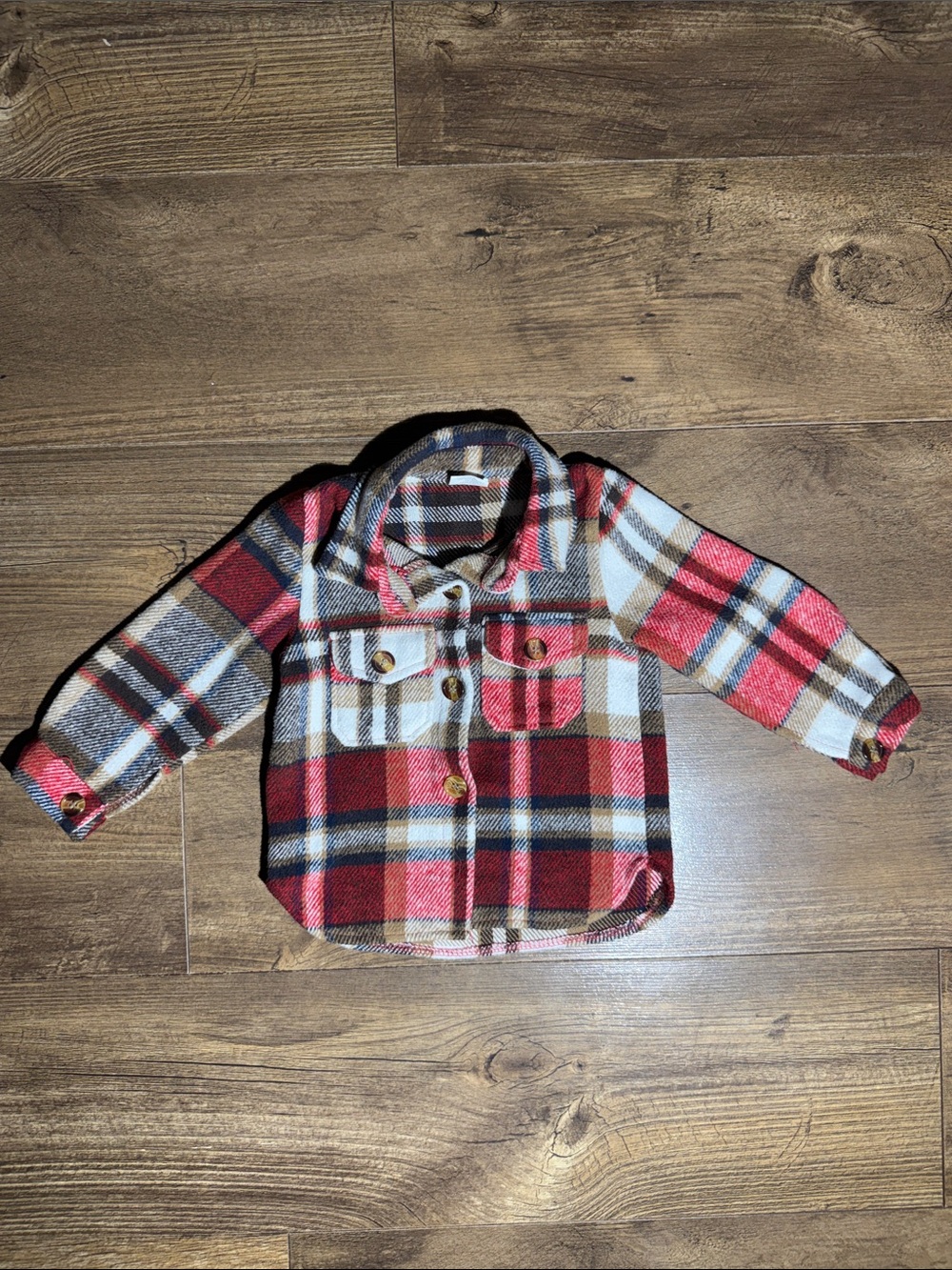 Kids Plaid Button-Up Shirt Jacket - Youth Small